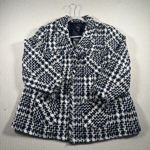 Dennis Basso Women Tweed Blazer with Frayed Lapel Size 18 W